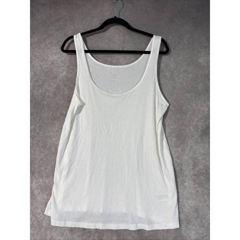 A New Day Women's Slim Fit Layered Ribbed Tank Top White Size 1X NWOT